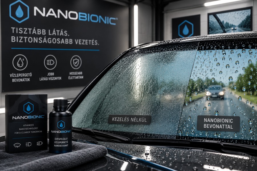 Nanobionic kezelt szélvédő